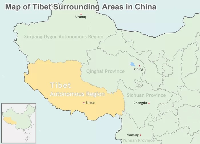 Bản đồ Tây Tạng và các khu vực xung quanh