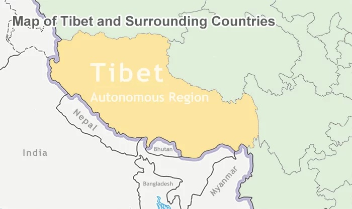 Bản đồ Tây Tạng và các nước xung quanh