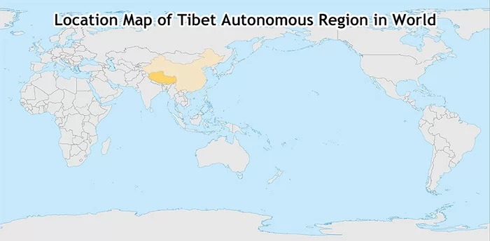 Vị trí Tây Tạng trong bản đồ thế giới